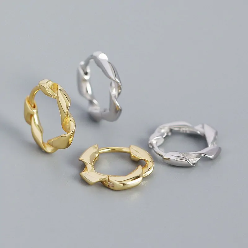 Twisted Circle 925 Sterling Silver Huggie Hoop Earrings - Image 5