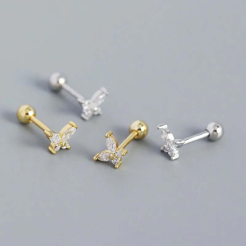 Mini CZ Butterfly 925 Sterling Silver Stud Earrings - Image 4