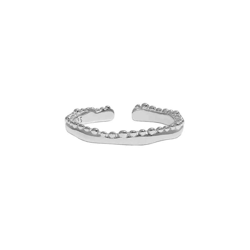 Beads Wave 925 Sterling Silver Adjustable Ring