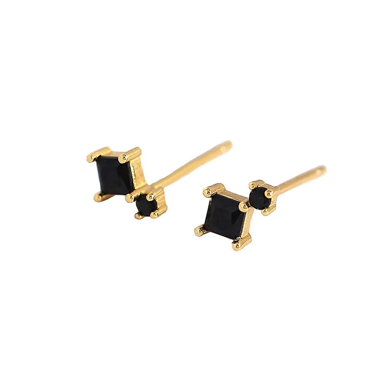 Geometric Mini Square 925 Sterling Silver Stud Earrings