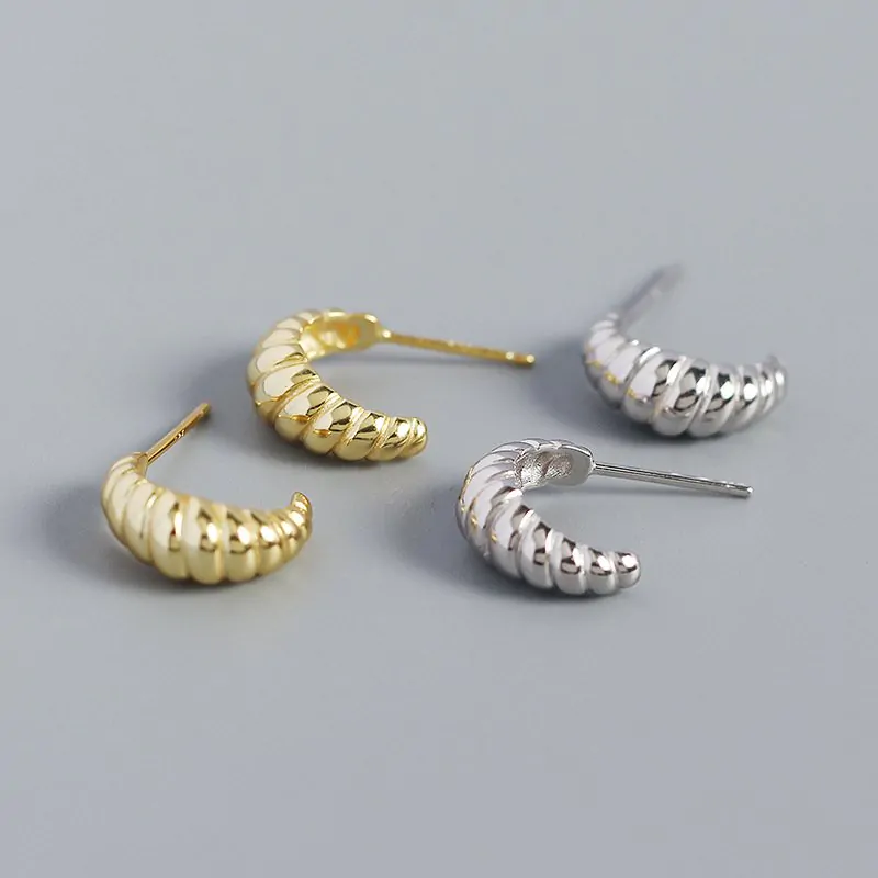 Twisted OX Horn 925 Sterling Silver Stud Earrings - Image 5