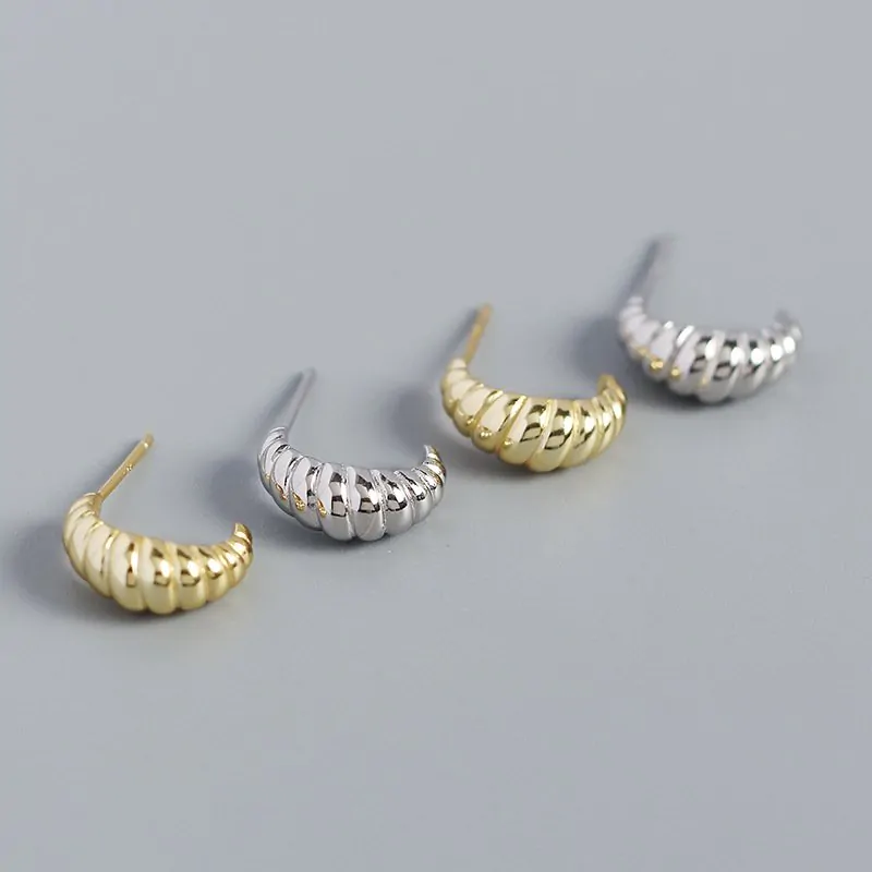 Twisted OX Horn 925 Sterling Silver Stud Earrings - Image 2