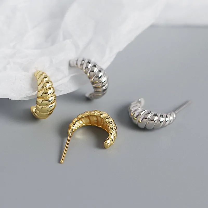 Twisted OX Horn 925 Sterling Silver Stud Earrings - Image 3