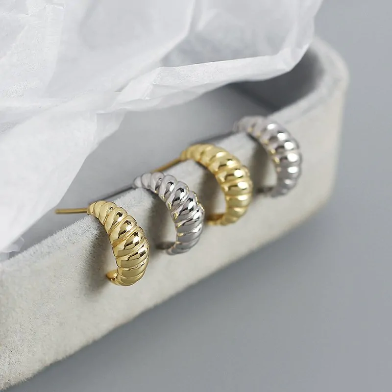 Twisted OX Horn 925 Sterling Silver Stud Earrings - Image 4