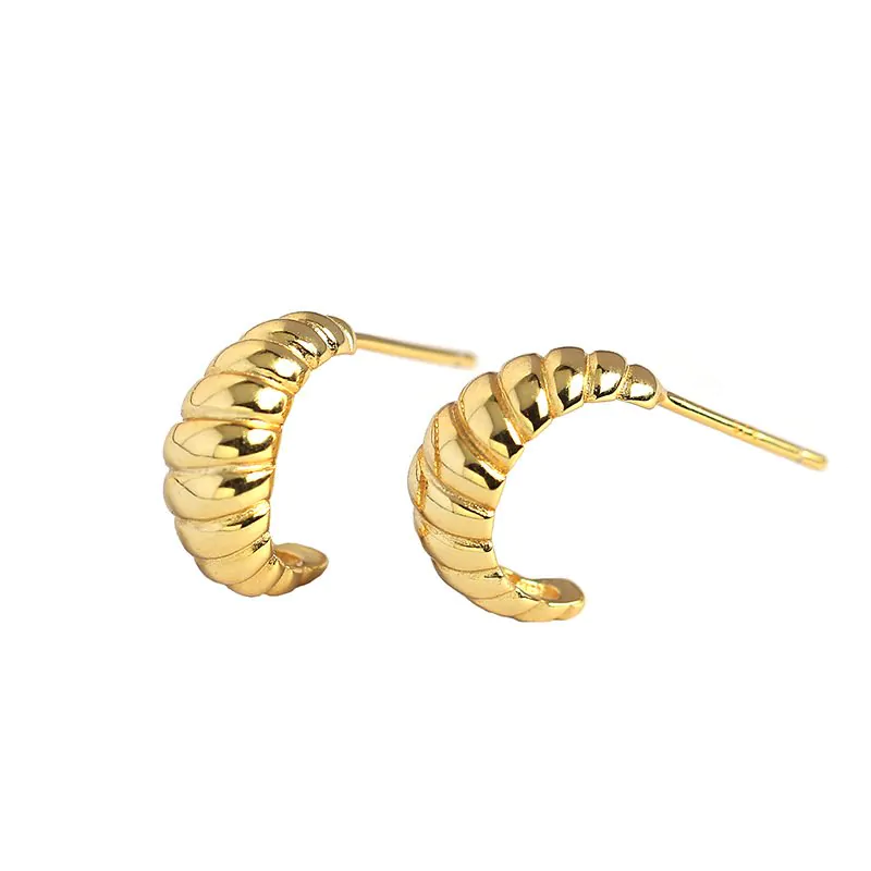 Twisted OX Horn 925 Sterling Silver Stud Earrings