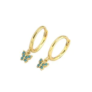 Mini CZ Flying Butterfly 925 Sterling Silver Hoop Earrings