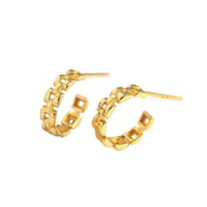 Watchband C Shape 925 Sterling Silver Stud Earrings