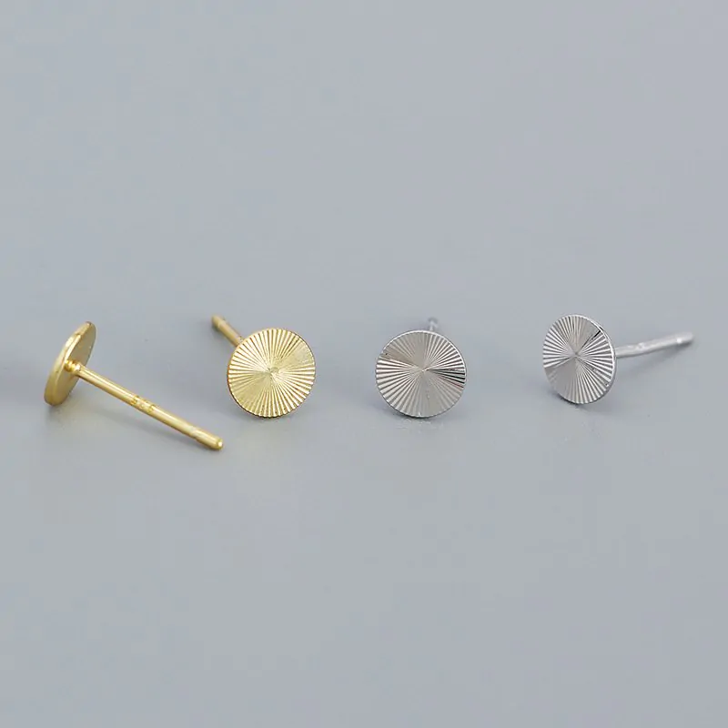 Geometric Round CNC Lathe 925 Sterling Silver Stud Earrings - Image 5