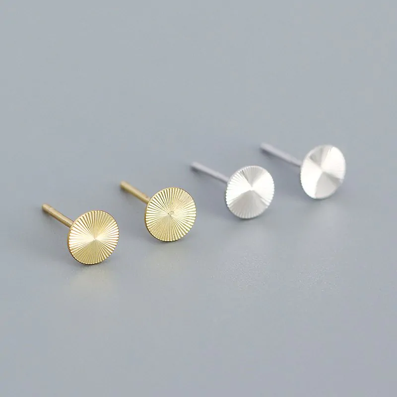 Geometric Round CNC Lathe 925 Sterling Silver Stud Earrings - Image 2