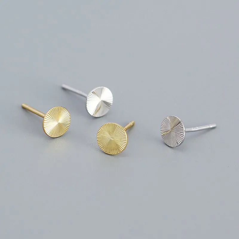 Geometric Round CNC Lathe 925 Sterling Silver Stud Earrings - Image 3