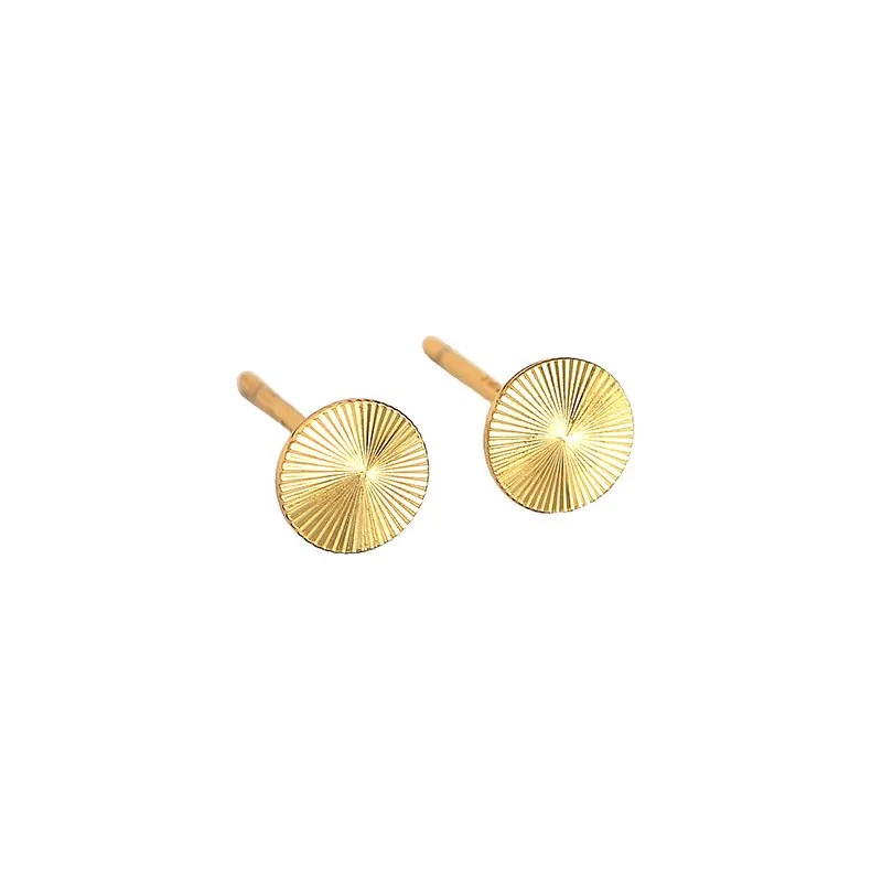 Geometric Round CNC Lathe 925 Sterling Silver Stud Earrings