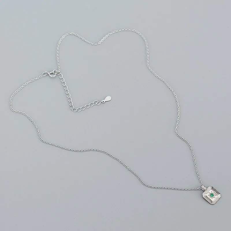 Geometric Square CZ Octagonal Star 925 Sterling Silver Necklace - Image 3