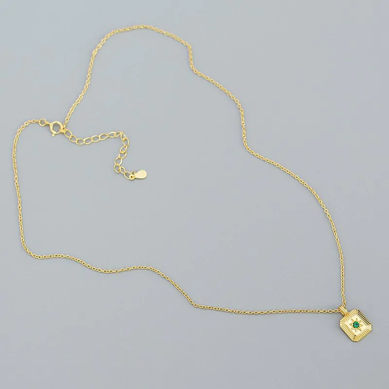 Geometric Square CZ Octagonal Star 925 Sterling Silver Necklace - Image 4