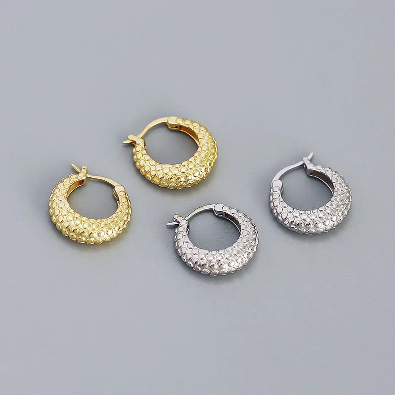 Round Rivet Circle 925 Sterling Silver Huggie Hoop Earrings - Image 3