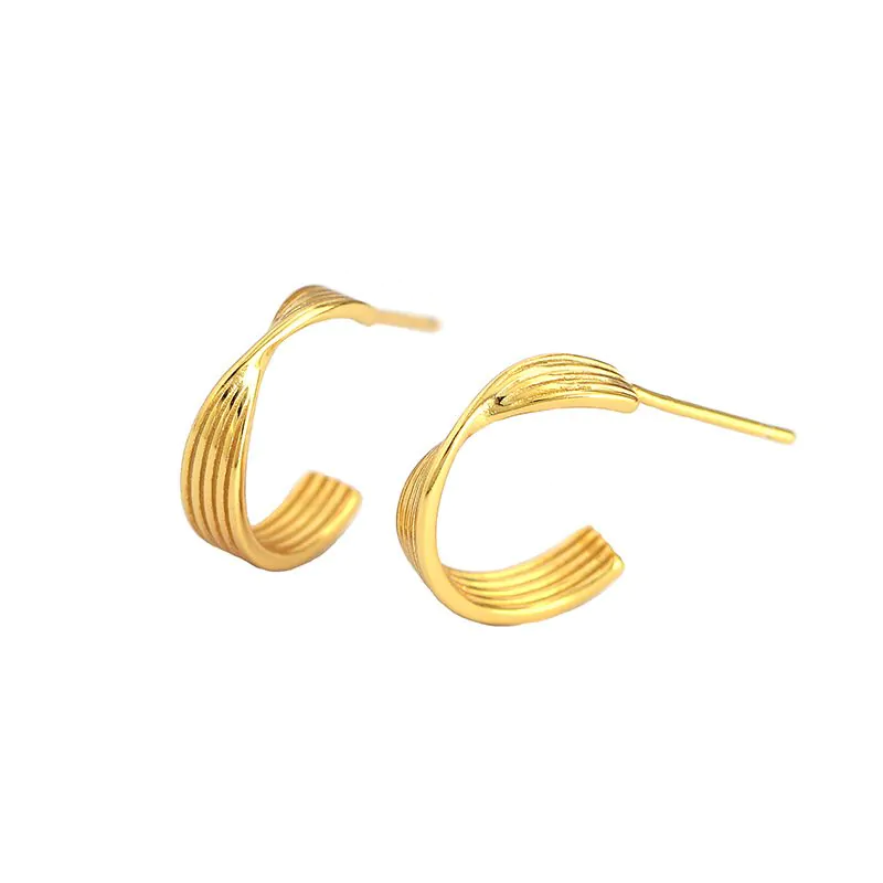 Twisted Letter C Shape 925 Sterling Silver Stud Earrings