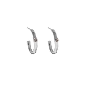 Geometric Irregular CZ Circle 925 Sterling Silver Hoop Earrings