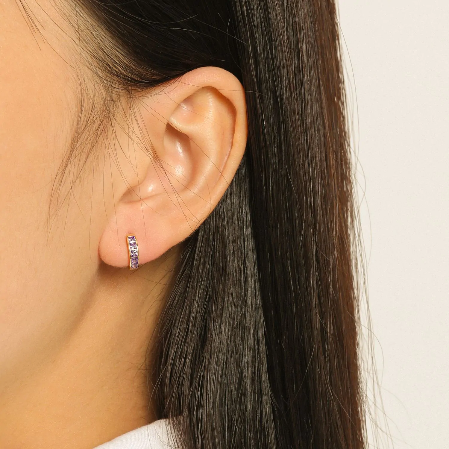 Geometric Colourful CZ 925 Sterling Silver Hoop Earrings - Image 5