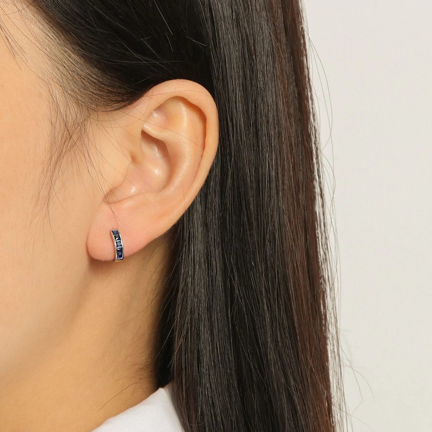 Geometric Colourful CZ 925 Sterling Silver Hoop Earrings - Image 6