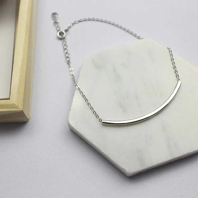 Curve Bend Cable 925 Sterling Silver Foot Anklet