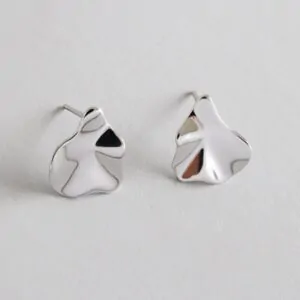 Asymmetric Leaves 925 Sterling Silver Studs Earrings