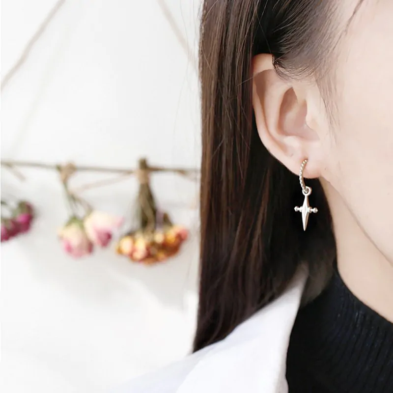 Cross 925 Sterling Silver Dangling Earrings - Image 2