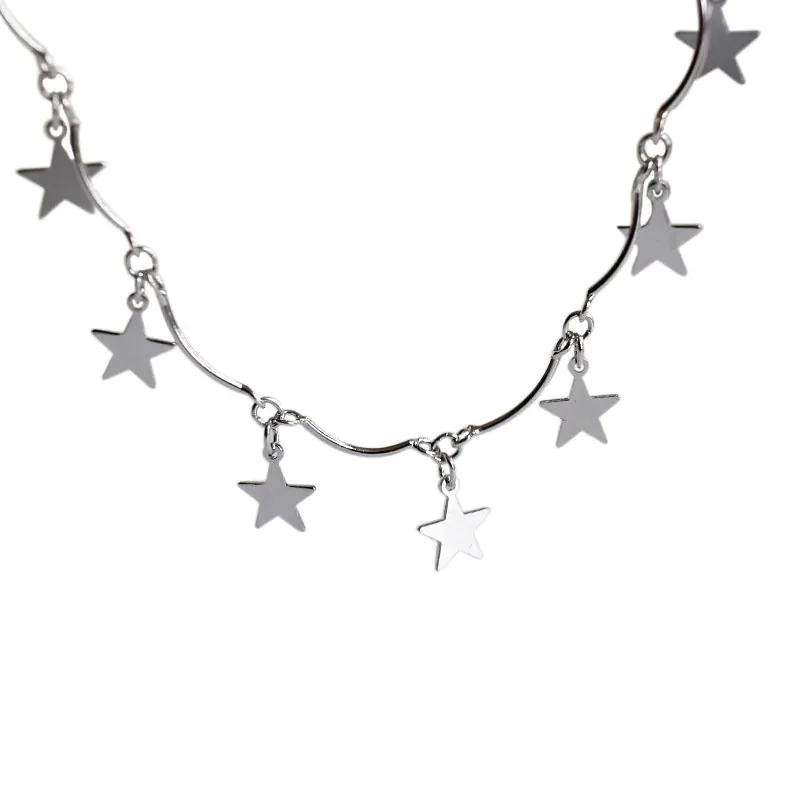 Mini Star Solid 925 Sterling Silver Clavicle Necklace