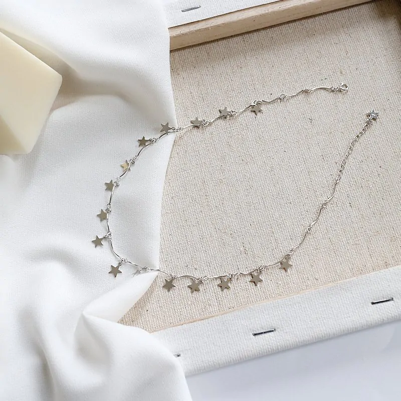 Mini Star Solid 925 Sterling Silver Clavicle Necklace - Image 3