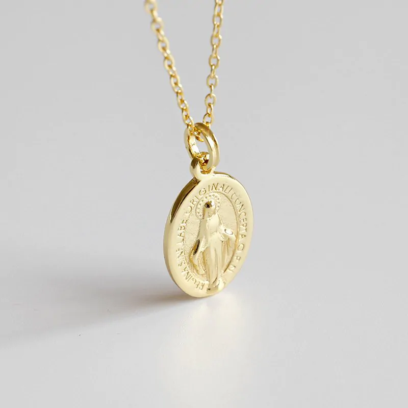 Holy Maria Ellipse Tag Letters 925 Sterling Silver Necklace - Image 5