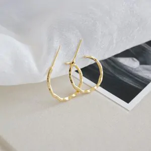 Asymmetric Geometric 925 Sterling Silver Hoop Earrings