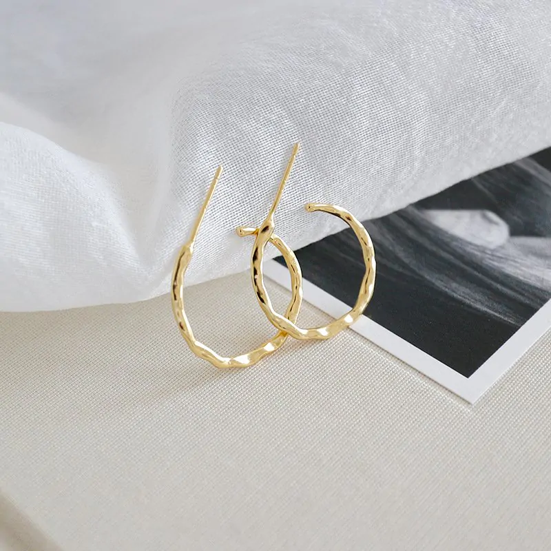 Asymmetric Geometric 925 Sterling Silver Hoop Earrings