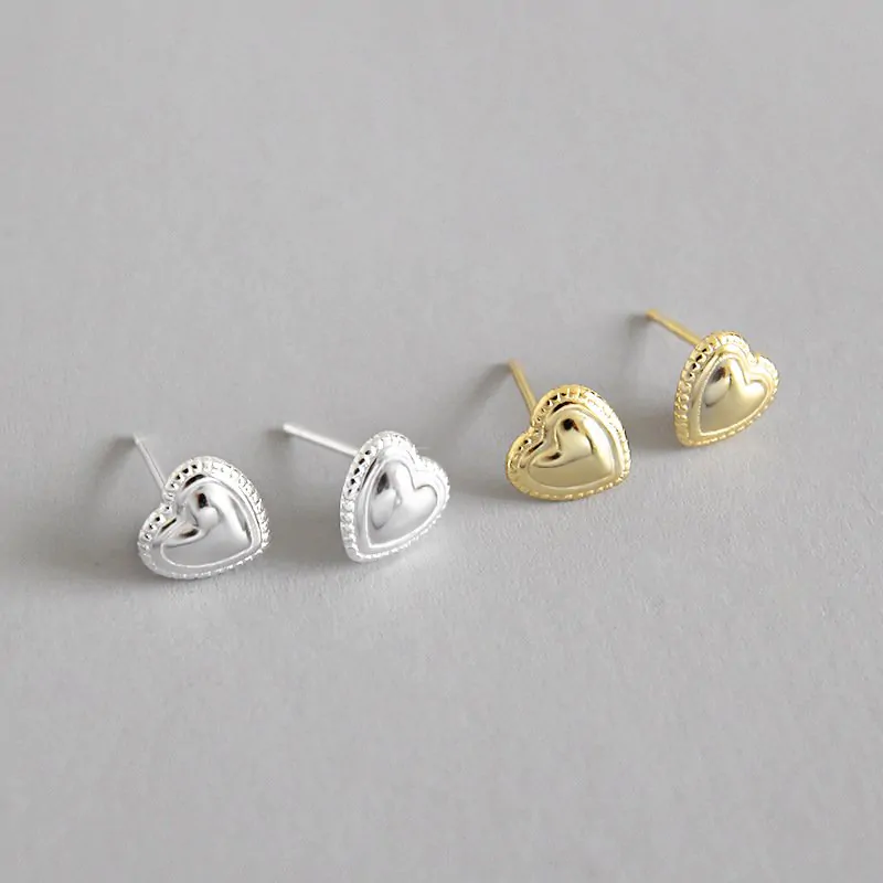 Heart 925 Sterling Silver Studs Earrings
