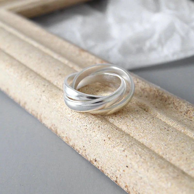 Tri-Rings Cross S990 Sterling Silver Adjustable Ring - Image 4