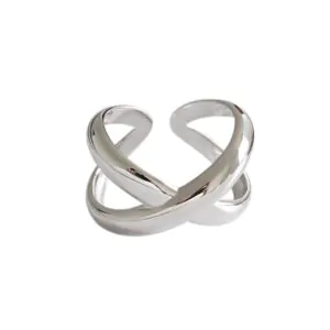 X Cross 925 Sterling Silver Adjustable Ring