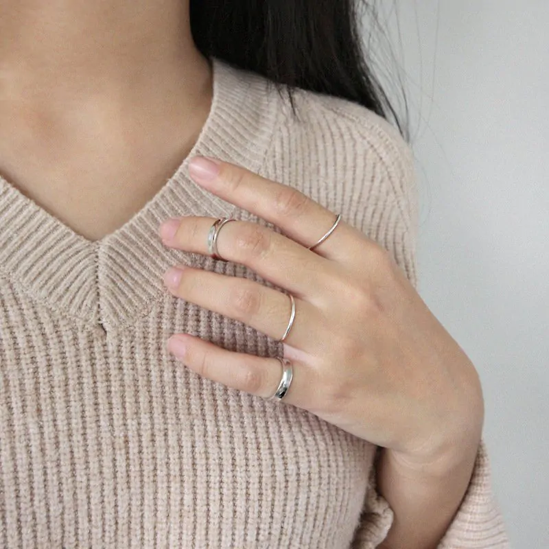 Concave 925 Sterling Silver Adjustable Ring - Image 3