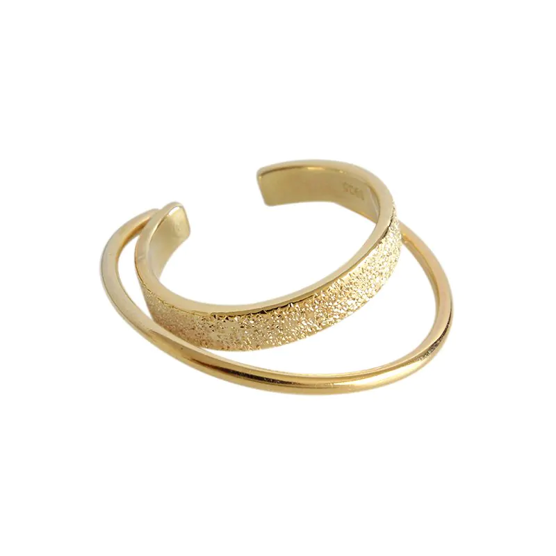 Double Layer 925 Sterling Silver Adjustable Ring