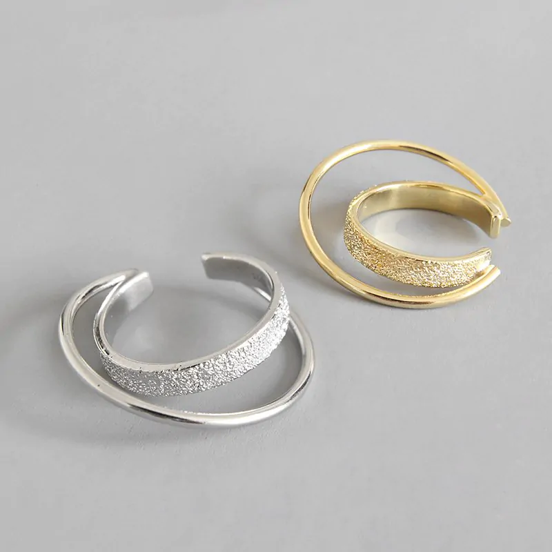 Double Layer 925 Sterling Silver Adjustable Ring - Image 2