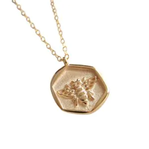 Honey Bee Tag 925 Sterling Silver Necklace