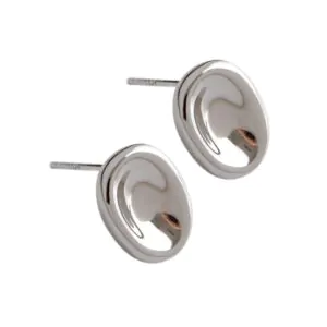 Geometric Ellipse 925 Sterling Silver Studs Earrings