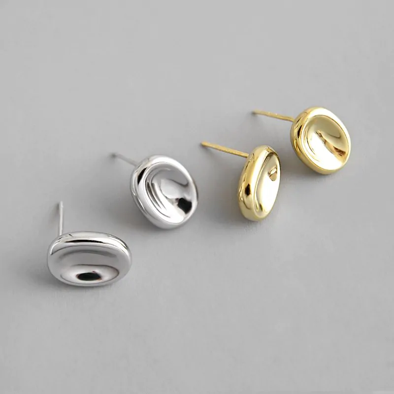 Geometric Ellipse 925 Sterling Silver Studs Earrings - Image 2