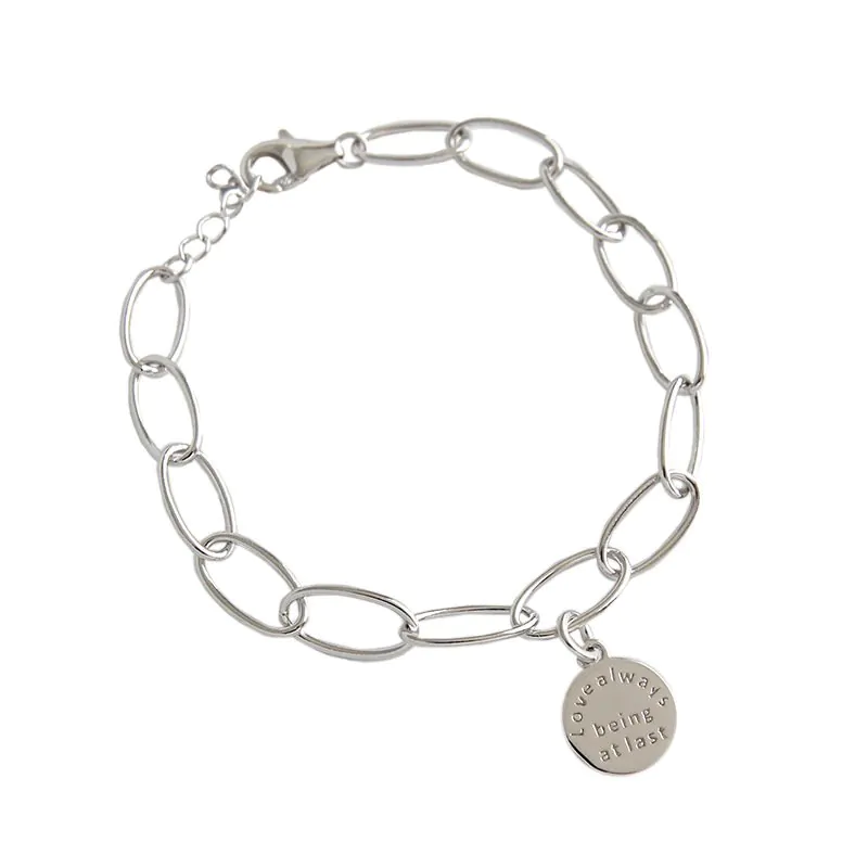 Letters Tag 925 Sterling Silver Hollow Chain Bracelet