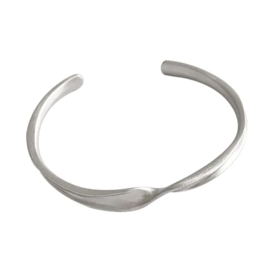 Twisted 925 Sterling Silver Open Bangle