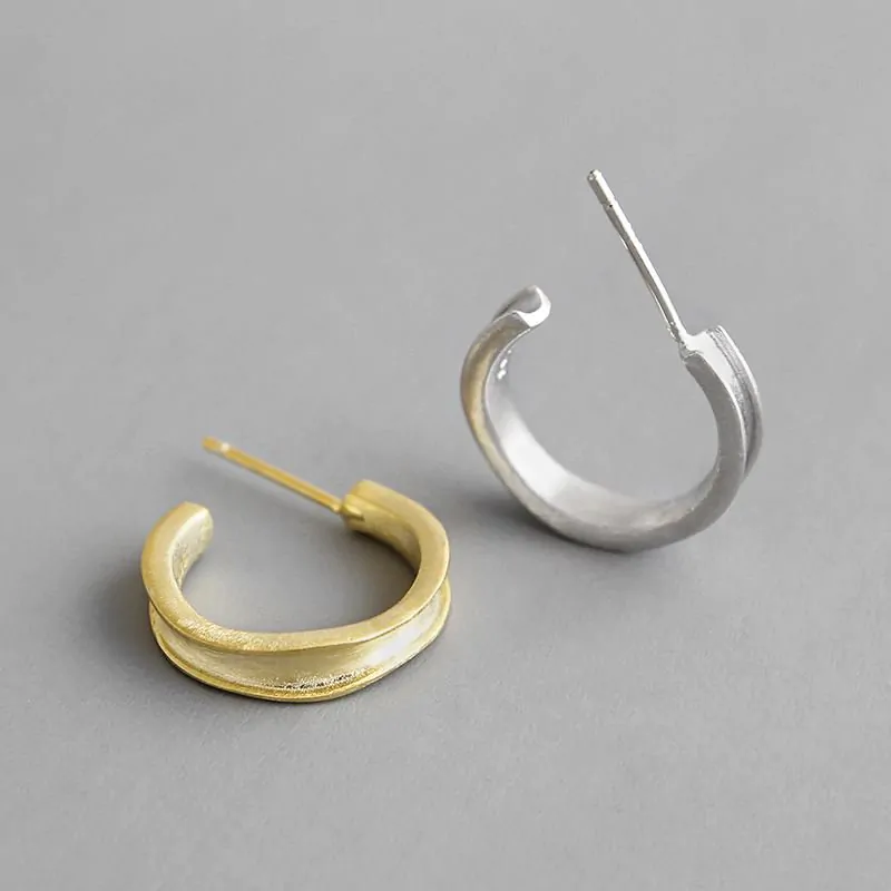 Small C Shape 925 Sterling Silver Hoop Earrings - Image 5