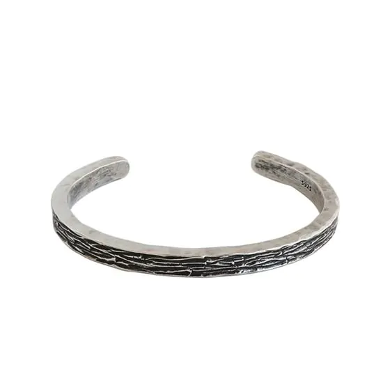 Retro 925 Sterling Silver Open Bangle