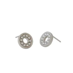 Hot Shell Pearl Geometric Hollow Circle 925 Sterling Silver Stud Earrings