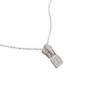 Peace Sign Zipper Puller 925 Sterling Silver Necklace