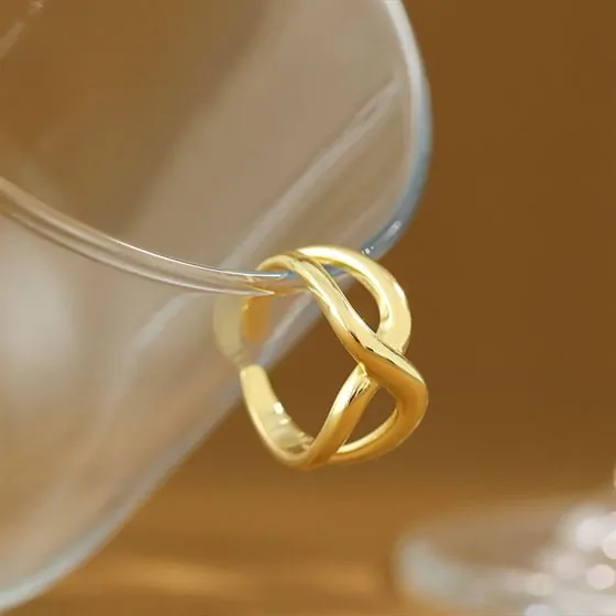 Geometric Hollow Cross 925 Sterling Silver Adjustable Ring - Image 5