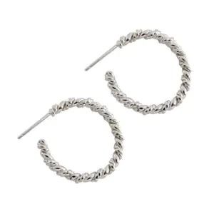 Twisted Circles 925 Sterling Silver Hoop Earrings