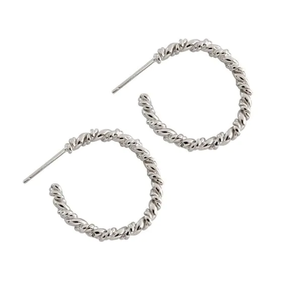 Twisted Circles 925 Sterling Silver Hoop Earrings