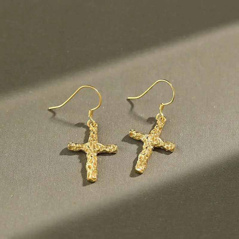 Irregular Cross 925 Sterling Silver Dangling Earrings - Image 5