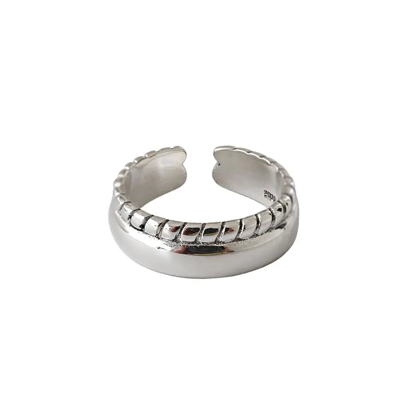Twisted 925 Sterling Silver Wide Adjustable Ring